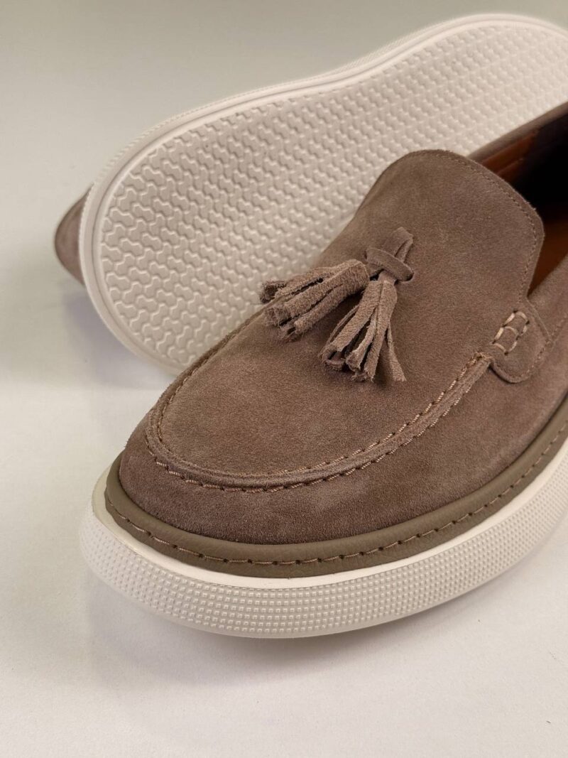 Beige/White Chamois Loafers - Image 5