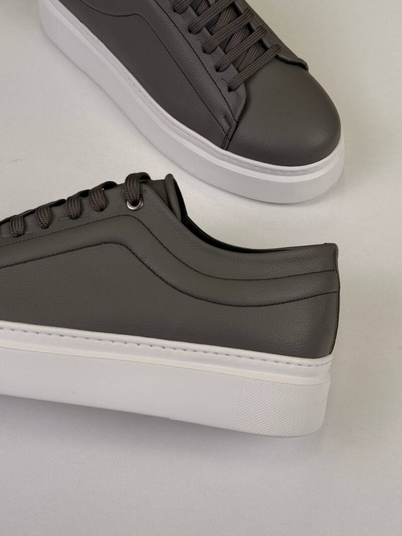 Gray/White Leather Sneakers - Image 5