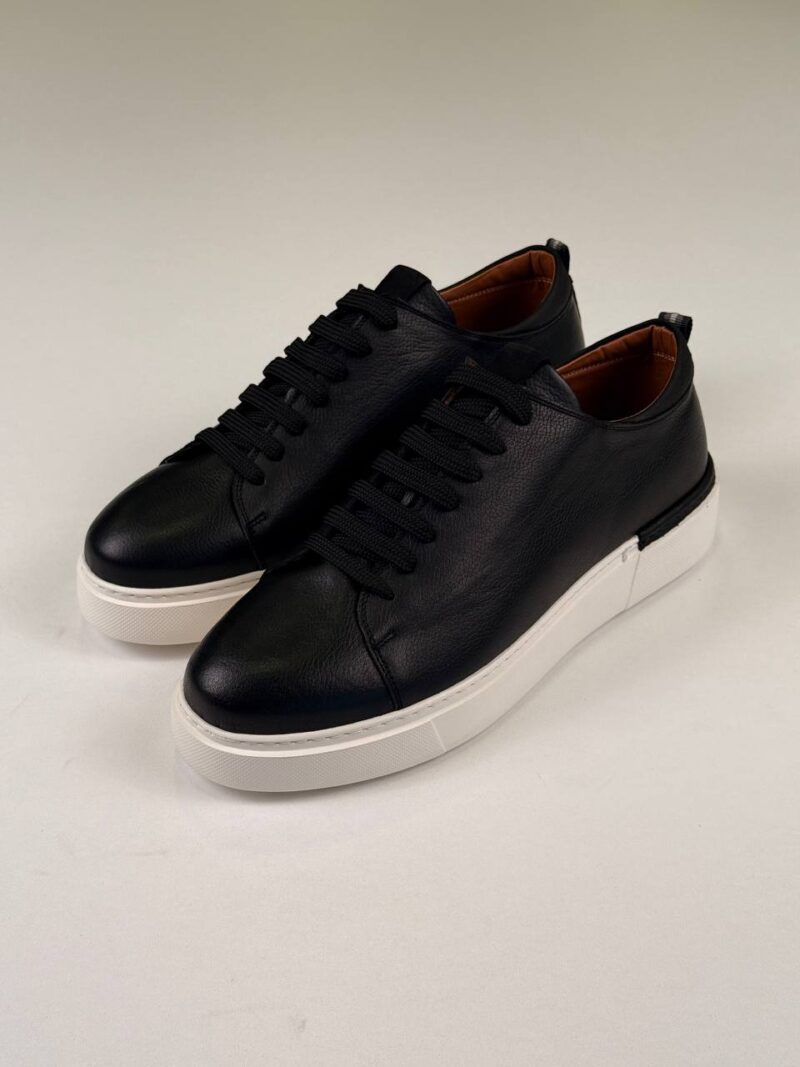 Black/White Leather Sneakers