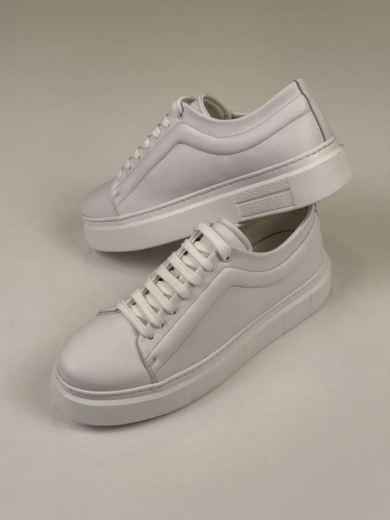 Full White Leather Sneakers - Image 4