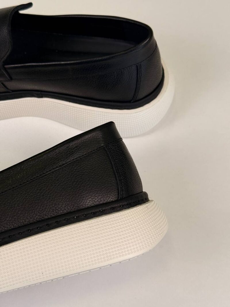 Black/White Leather Loafers - Image 5
