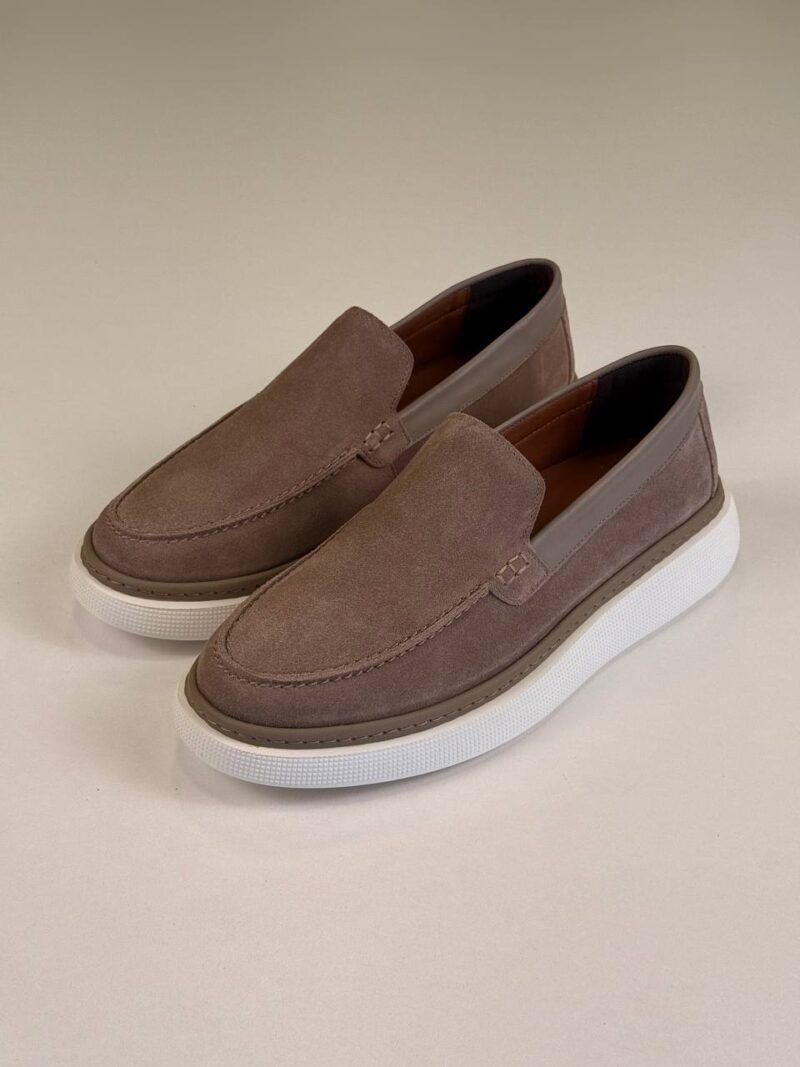 Gray/White Chamois Loafers