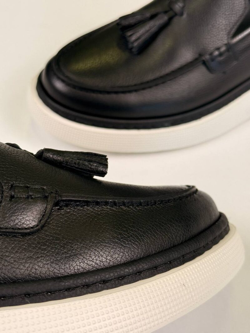 Black/White Leather Loafers - Image 6