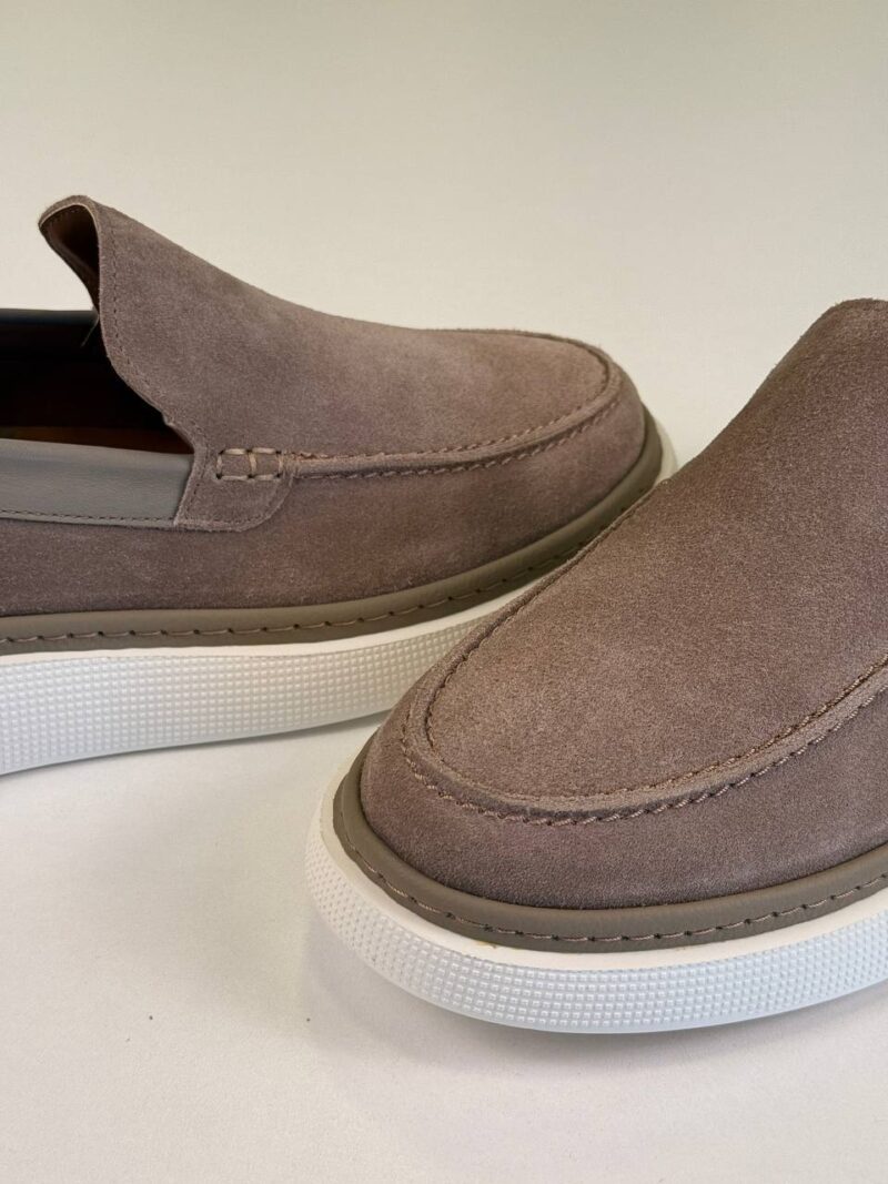 Gray/White Chamois Loafers - Image 4
