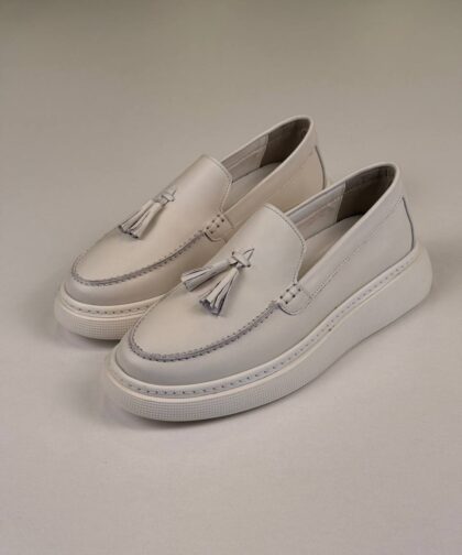 Full White Leather Loafers