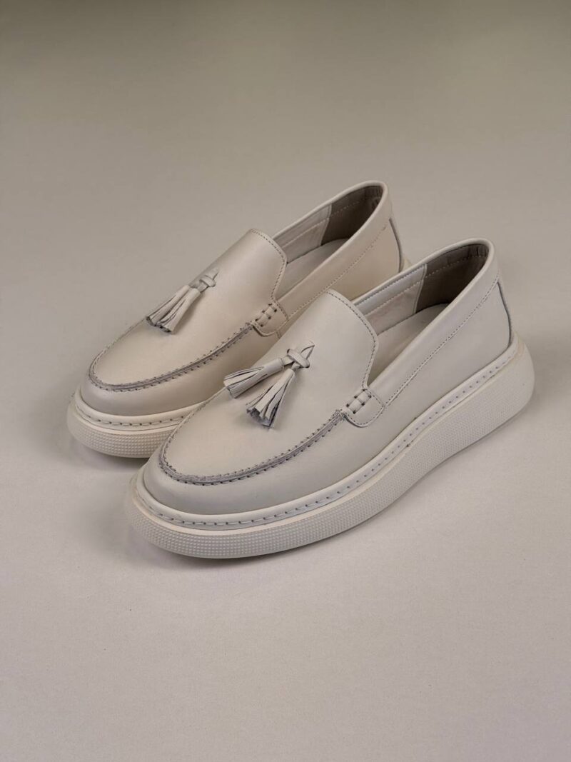 Full White Leather Loafers
