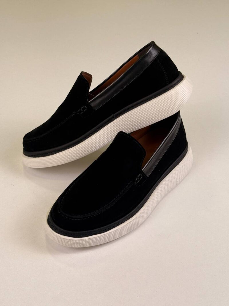 Black/White Chamois Loafers - Image 4