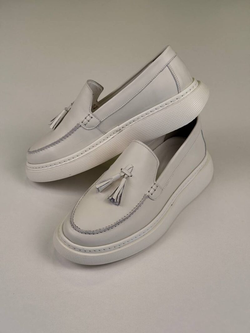 Full White Leather Loafers - Image 4