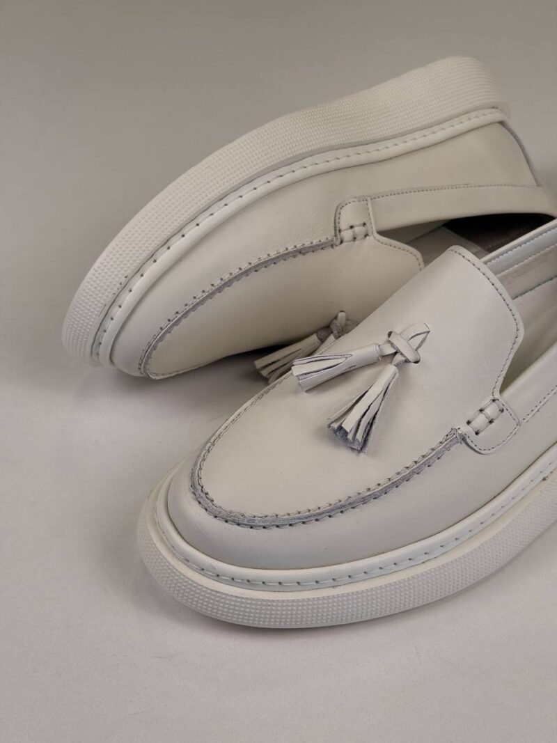 Full White Leather Loafers - Image 5