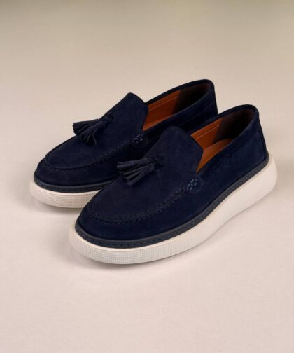 Navy Blue/White Chamois Loafers