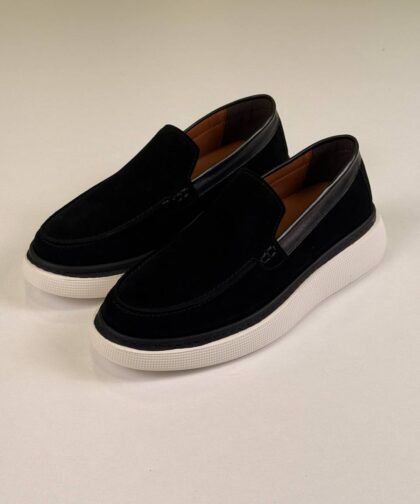 Black/White Chamois Loafers