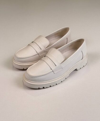Full White leather Loafers