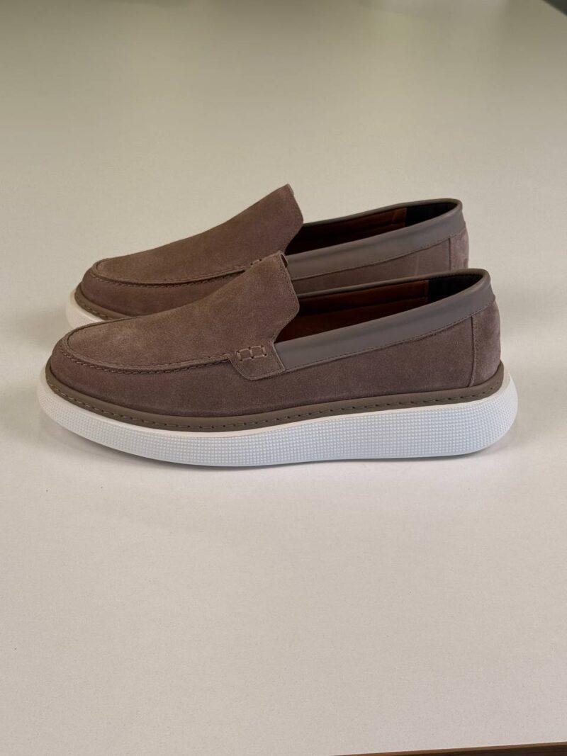 Gray/White Chamois Loafers - Image 5