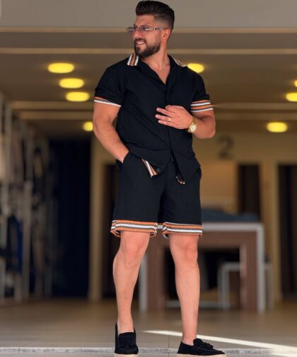 Black Chemise and Shorts Set