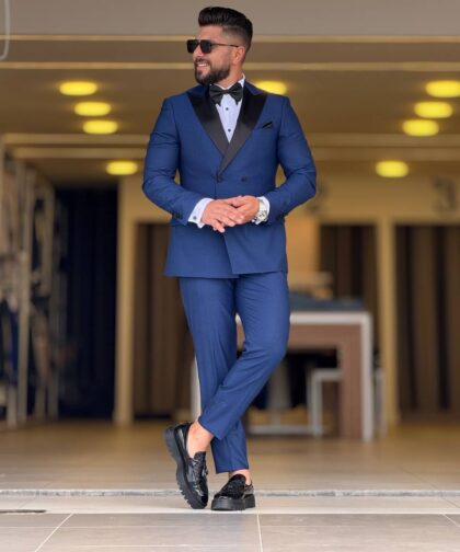 Indigo Tuxedo Dubetti Peak Lapel Suit