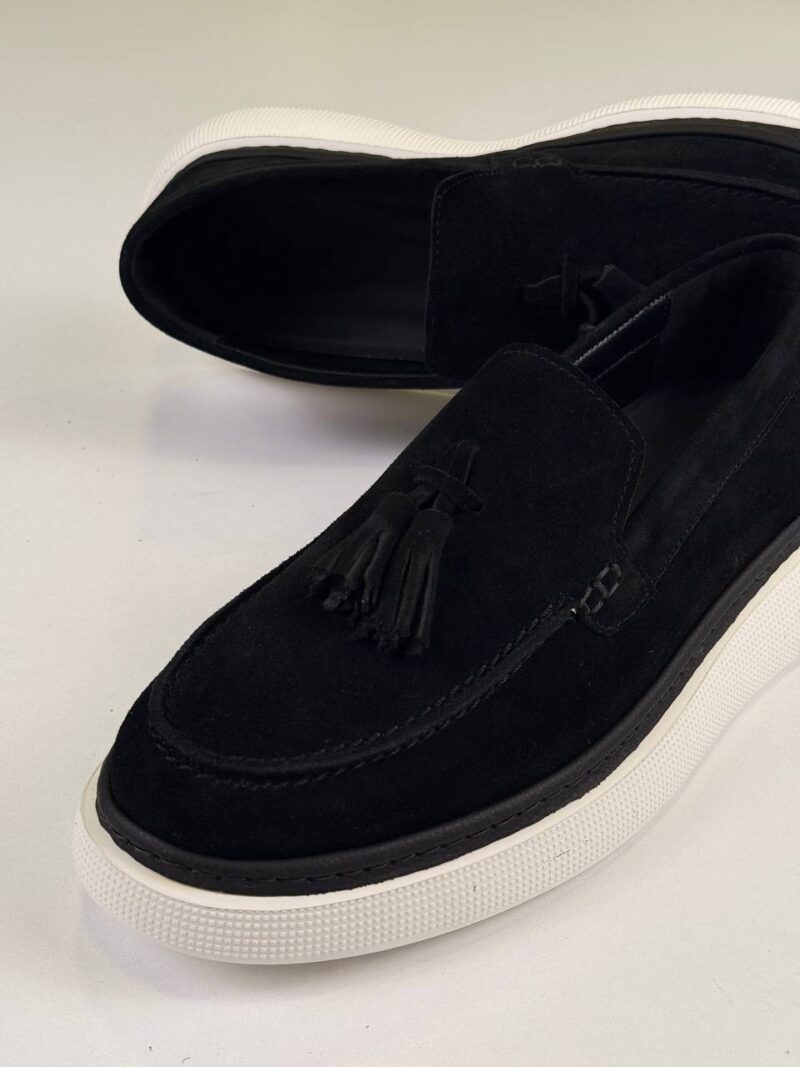 Black/White Chamois Loafers - Image 3