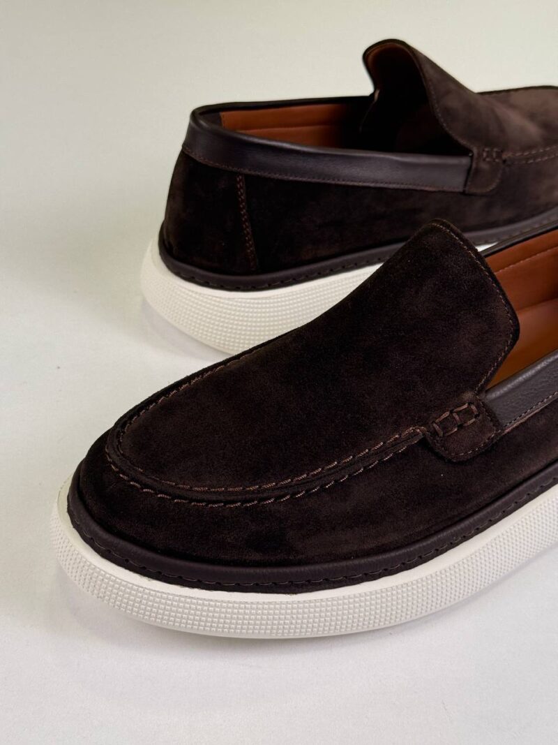 Brown/White Chamois Loafers - Image 3