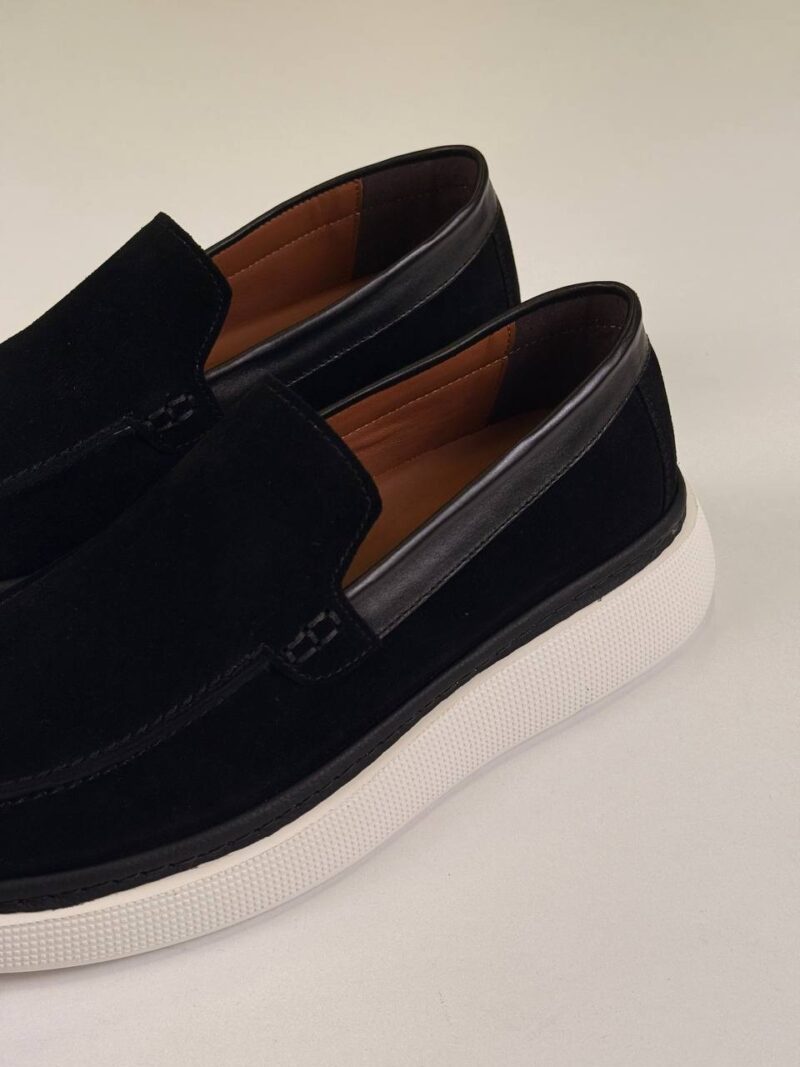 Black/White Chamois Loafers - Image 5