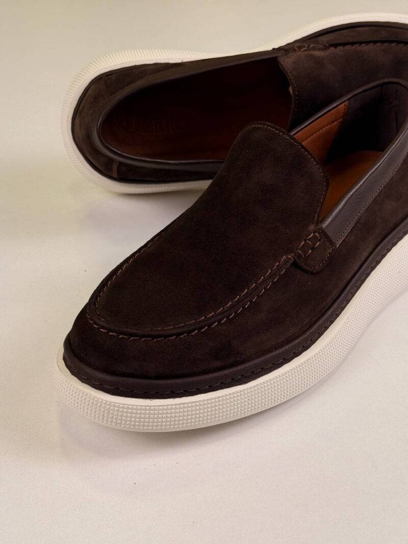 Brown/White Chamois Loafers - Image 2
