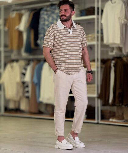 Beige/White Polo