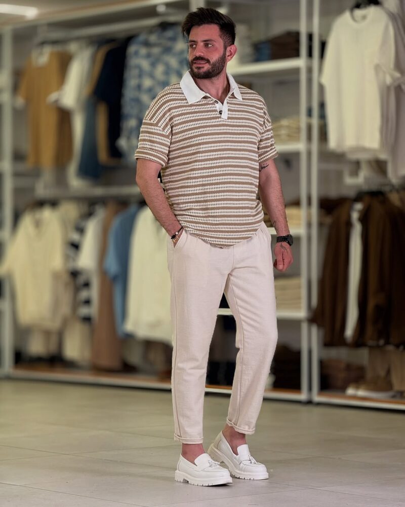 Beige/White Polo