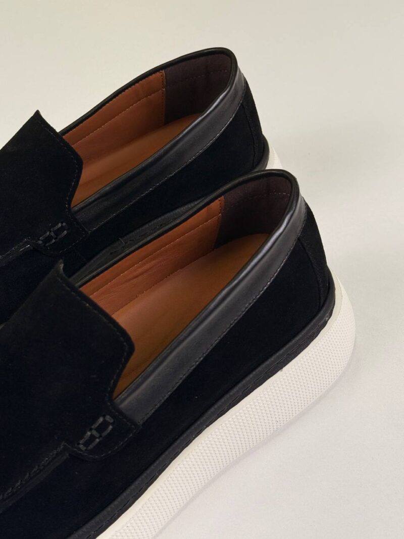 Black/White Chamois Loafers - Image 2