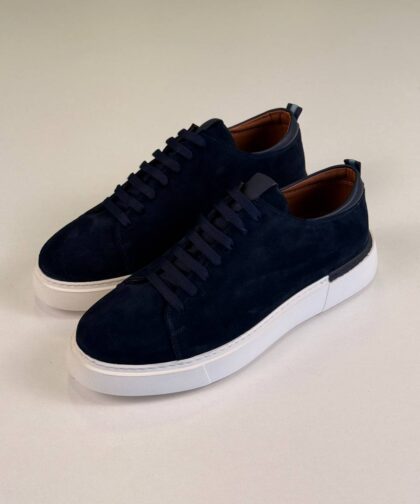 Navy Blue/White Chamois Sneakers