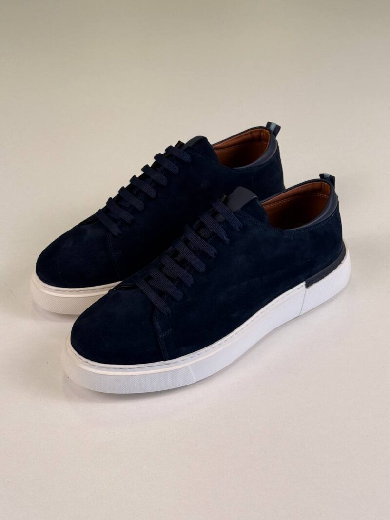 Navy Blue/White Chamois Sneakers