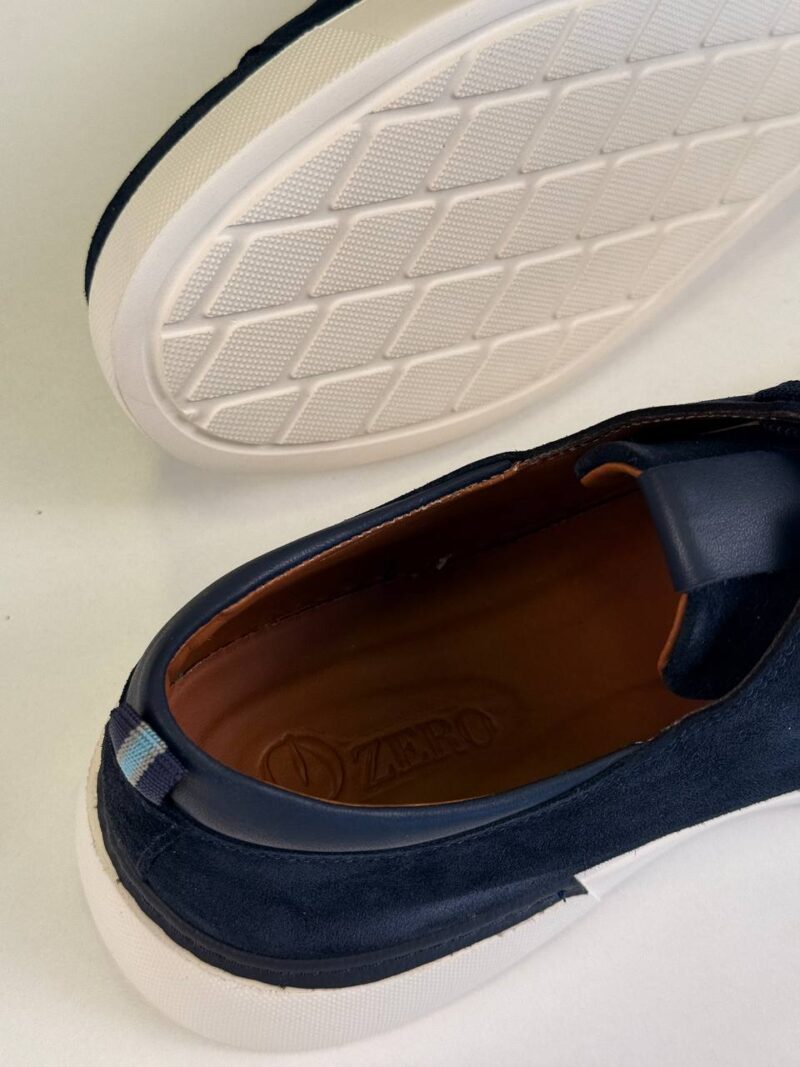 Navy Blue/White Chamois Sneakers - Image 4