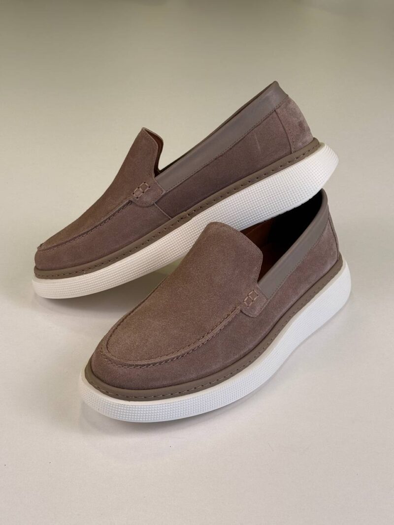 Gray/White Chamois Loafers - Image 7