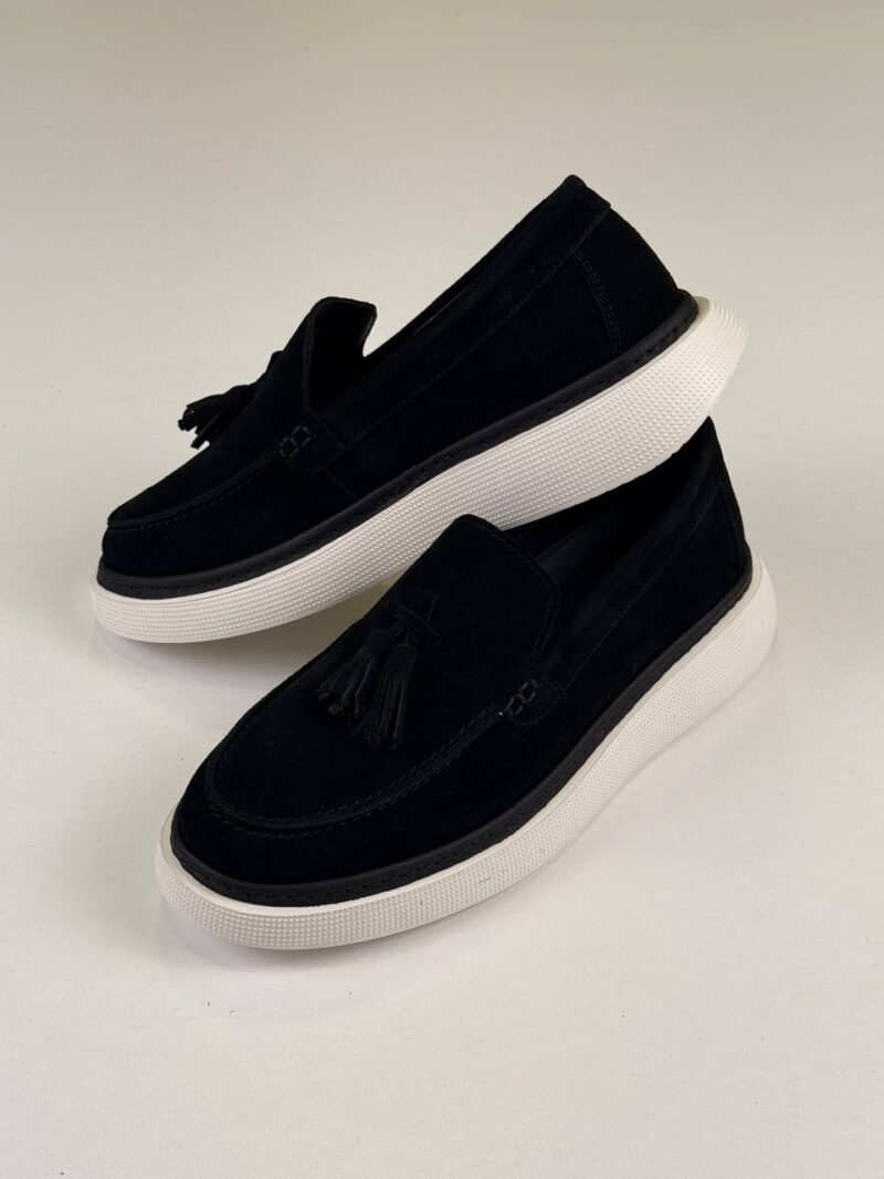 Black/White Chamois Loafers - Image 5