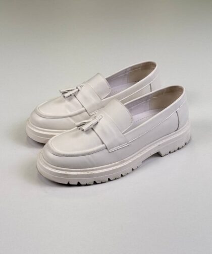 Full White leather Loafers