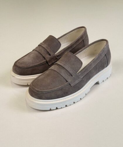 Gray/White Chamois Loafers
