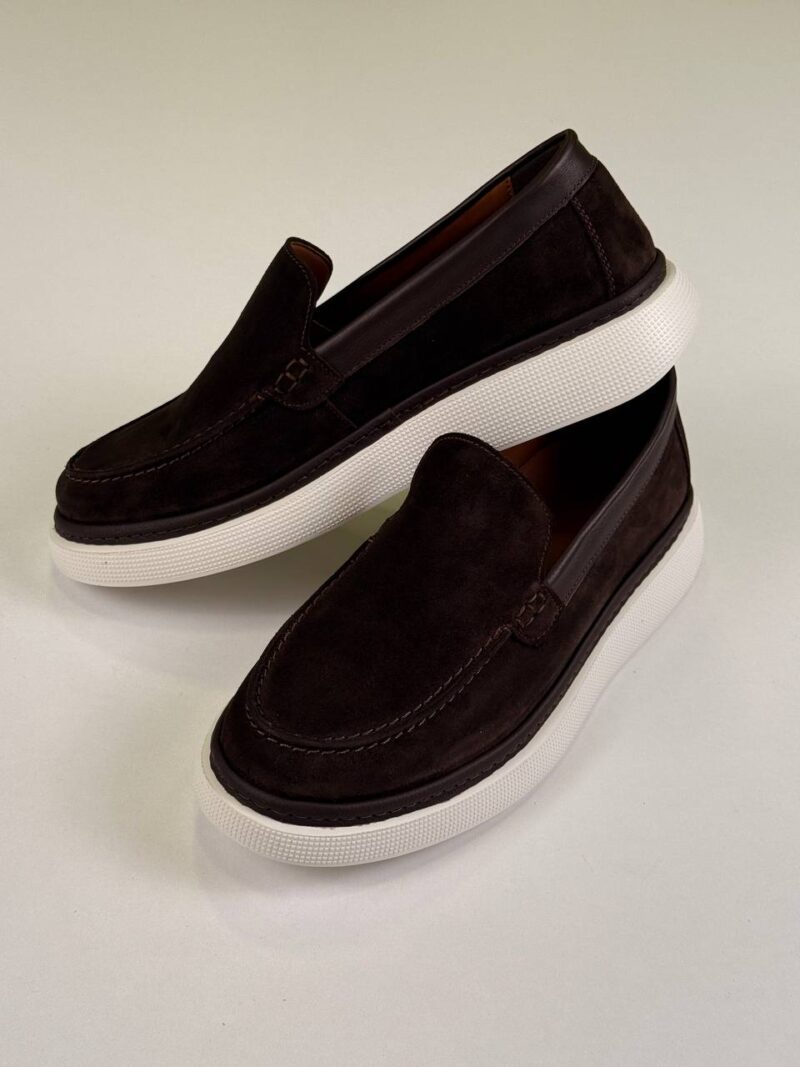 Brown/White Chamois Loafers - Image 5
