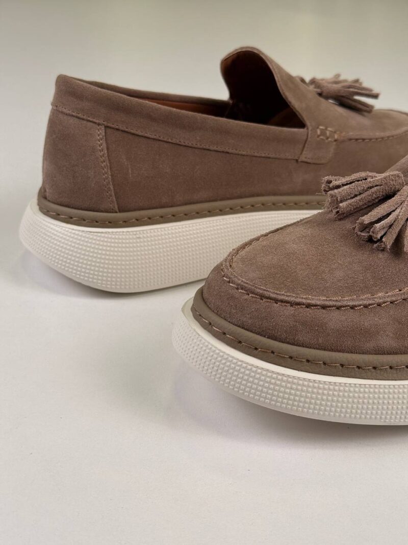 Beige/White Chamois Loafers - Image 2