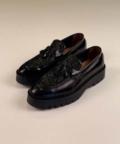 Full Black Tassel Shoes