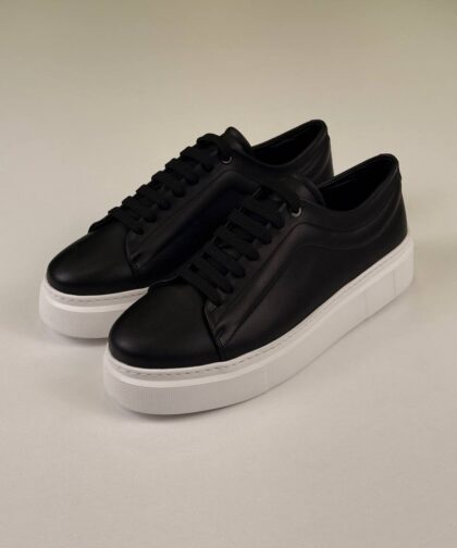 Black/White Leather Sneakers