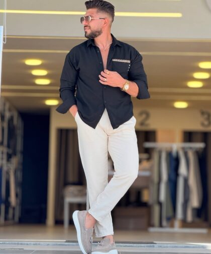 Black Linen Chemise