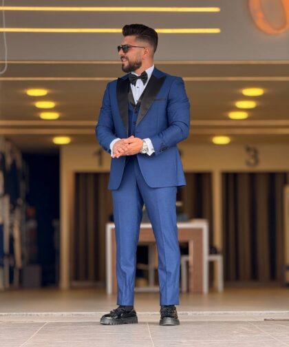Indigo Tuxedo Peak Lapel Suit
