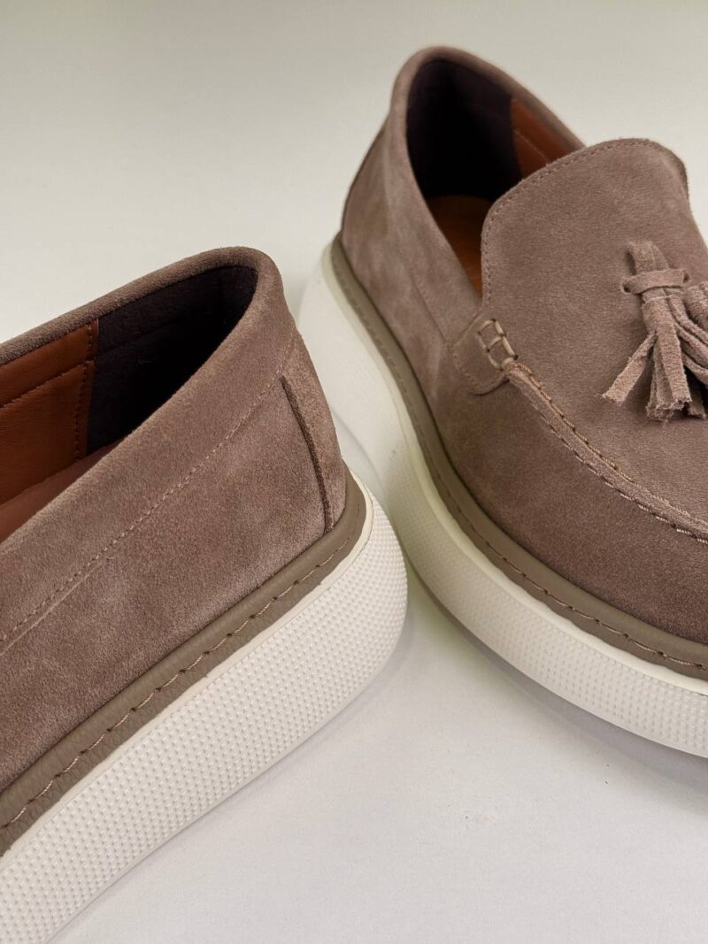 Beige/White Chamois Loafers - Image 3