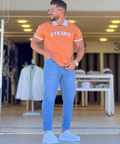 Orange/White Dynamic Polo