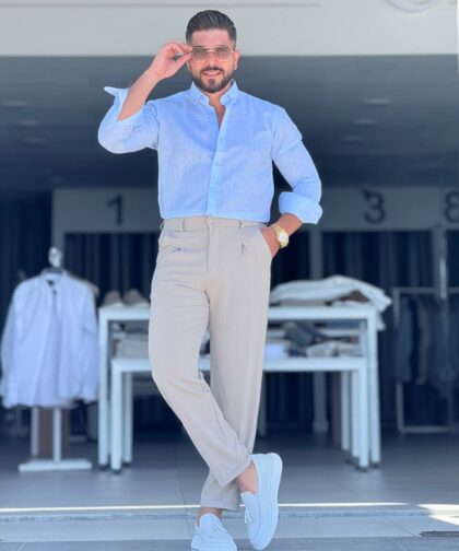 Baby Blue Linen Chemise