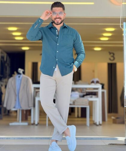 Dark Green Linen Chemise