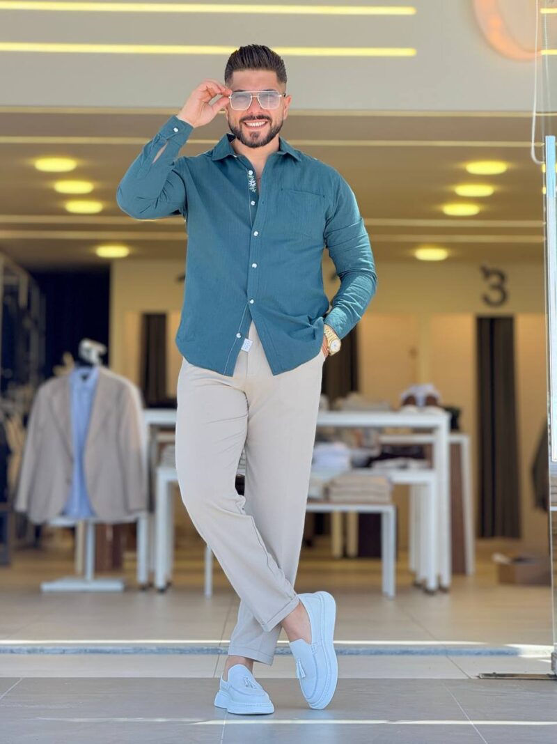 Dark Green Linen Chemise
