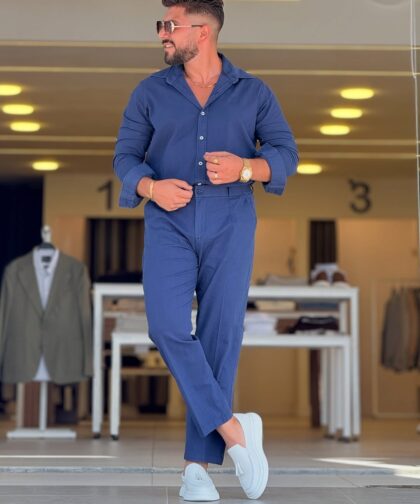 Navy Blue Chemise Set