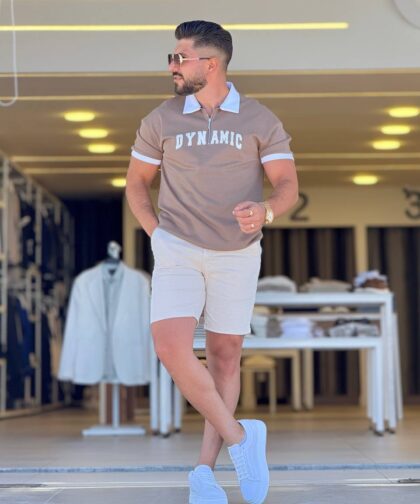 Brown/White Dynamic Polo