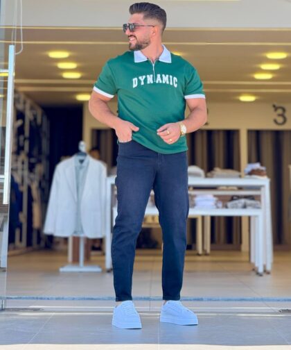 Green/White Dynamic Polo