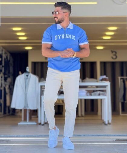 Blue/White Dynamic Polo