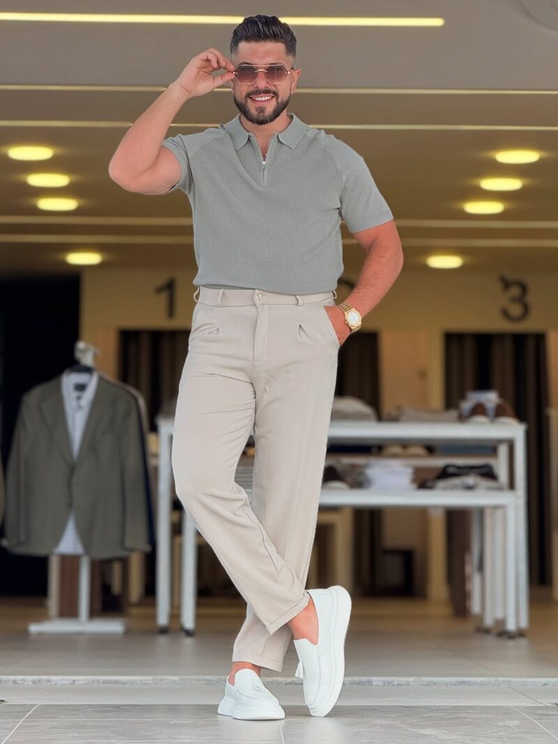 Olive Green Half Zep Polo
