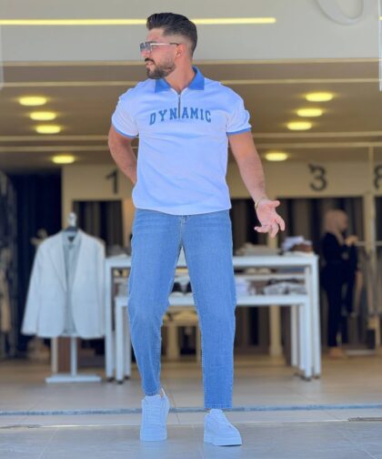 White/Blue Dynamic Polo